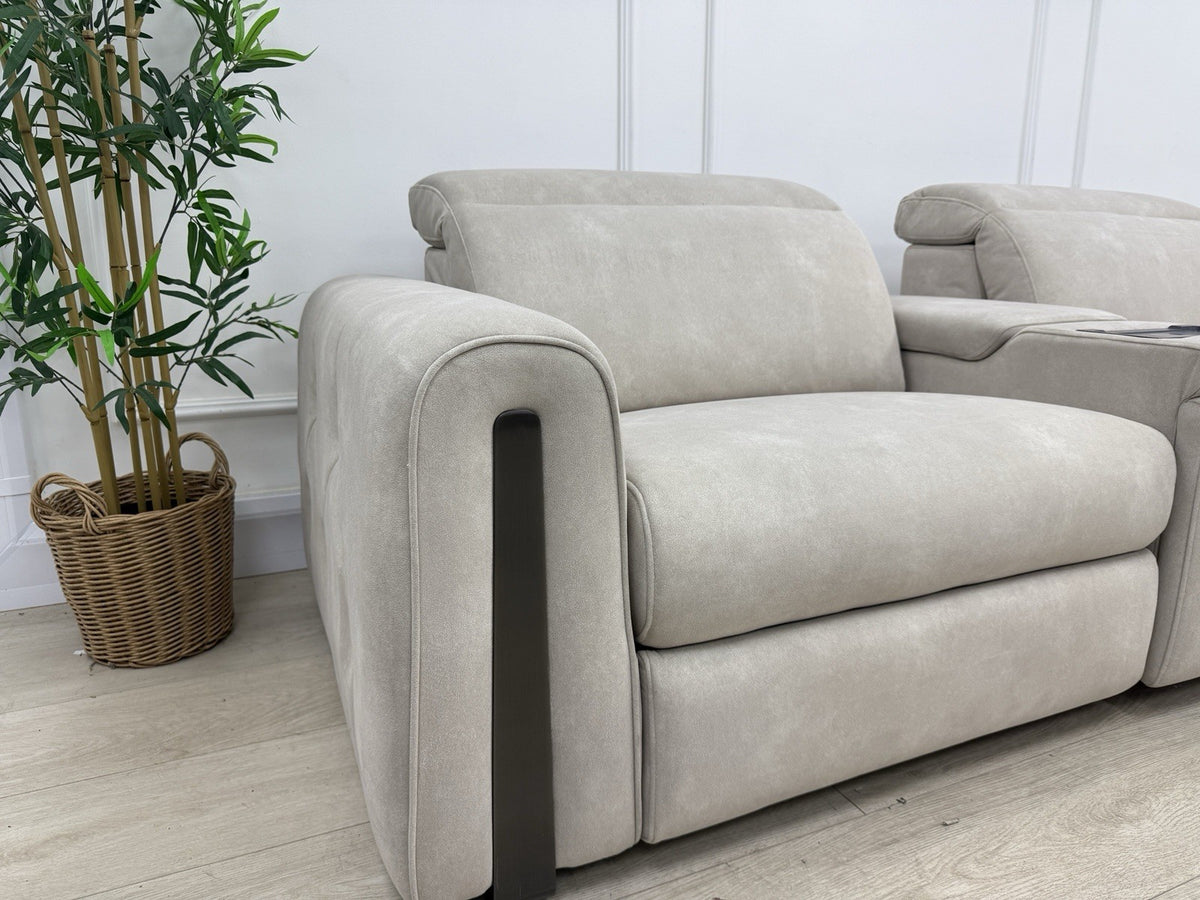 Sofology Kingsbridge Power Recliner/Heated/Headrest 3 Seater Sofa In Ivory