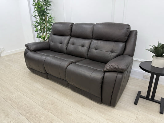 La-Z-Boy El Paso Brown Leather 3 Seater Power Recliner/Headrests Sofa