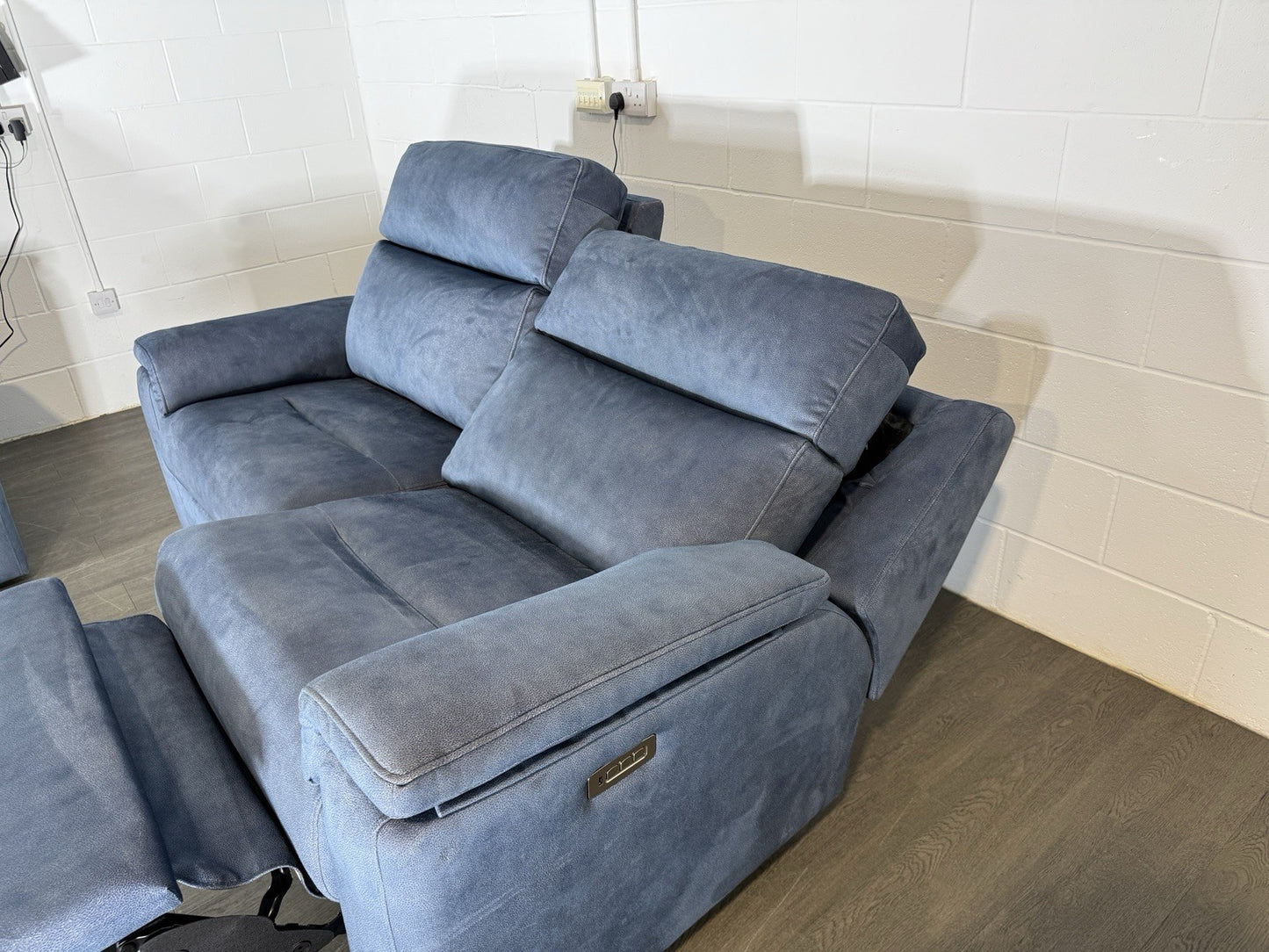 G Plan Thornbury 3 Seater & Chair Set With Power Recliner, Lumbar, Headrest Blue