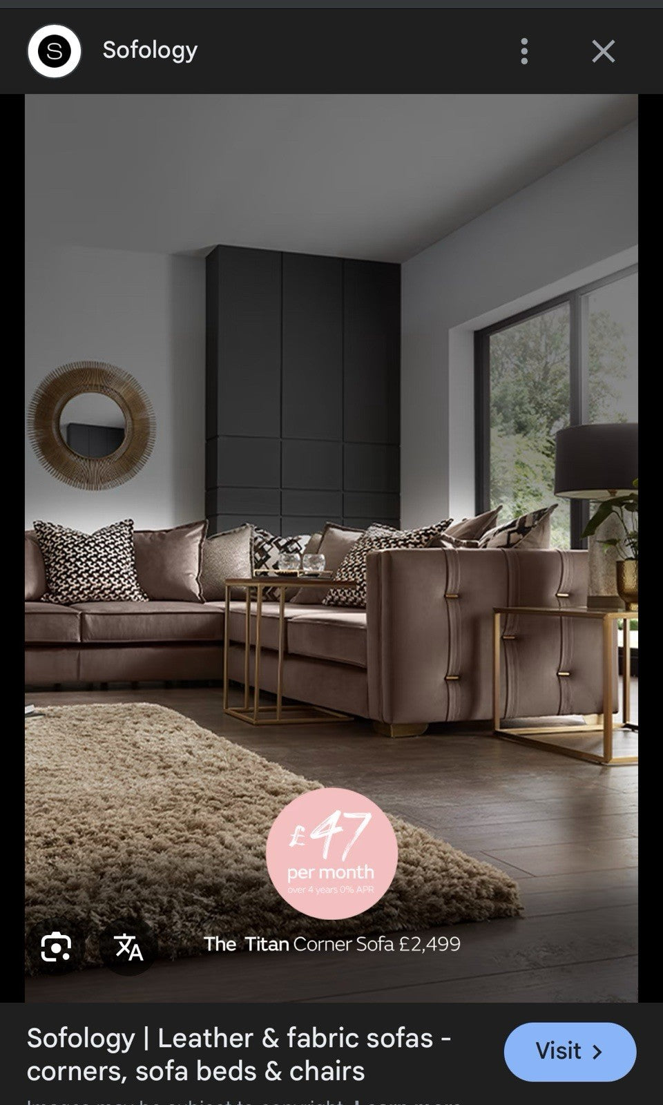 Sofology Titan Corner Sofa & Footstool In Grey Velvet