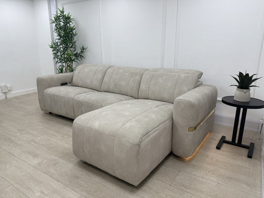 Sofology Lumiere Power Recliner 4 Seater Chaise Sofa In Lifestyle Flecked Ivory