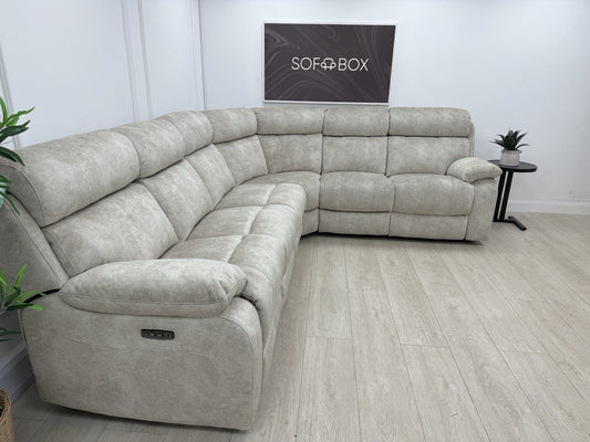 Furniture Village Moreno Power Recliner Corner Sofa In Cream Fabric