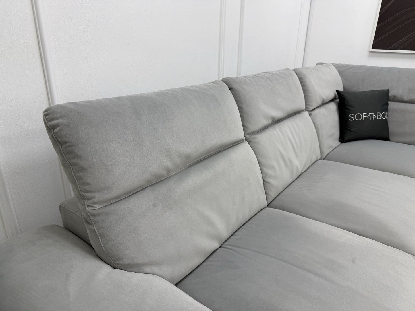 Natuzzi Speranza Corner Sofa In Grey Velvet