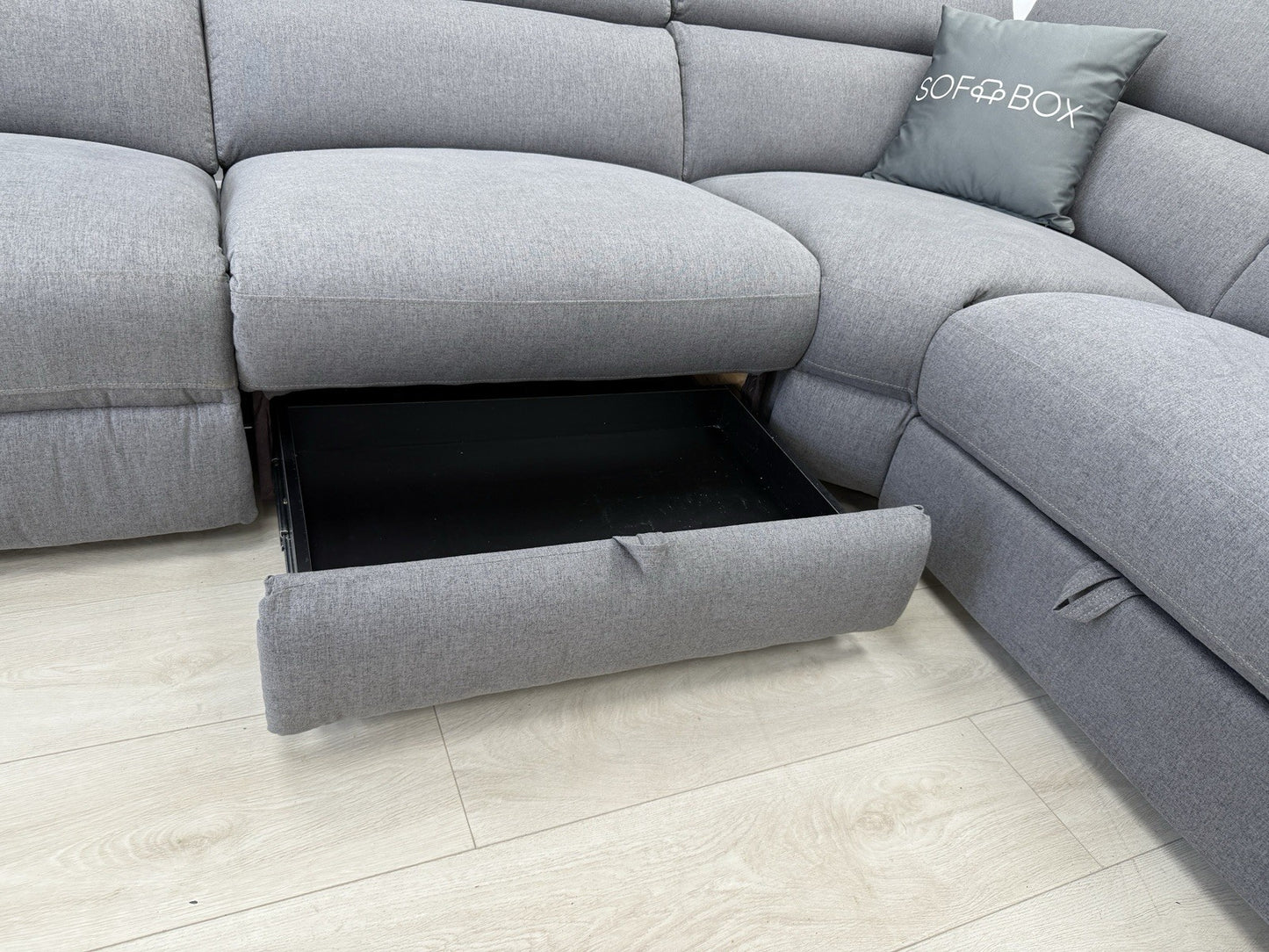 DFS Wander Power Recliner Corner Sofa In Charcoal Grey