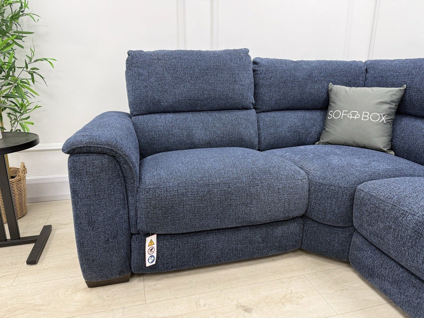 DFS Arwen Power Recliner Corner Sofa Right Hand Facing & Footstool Set In Navy