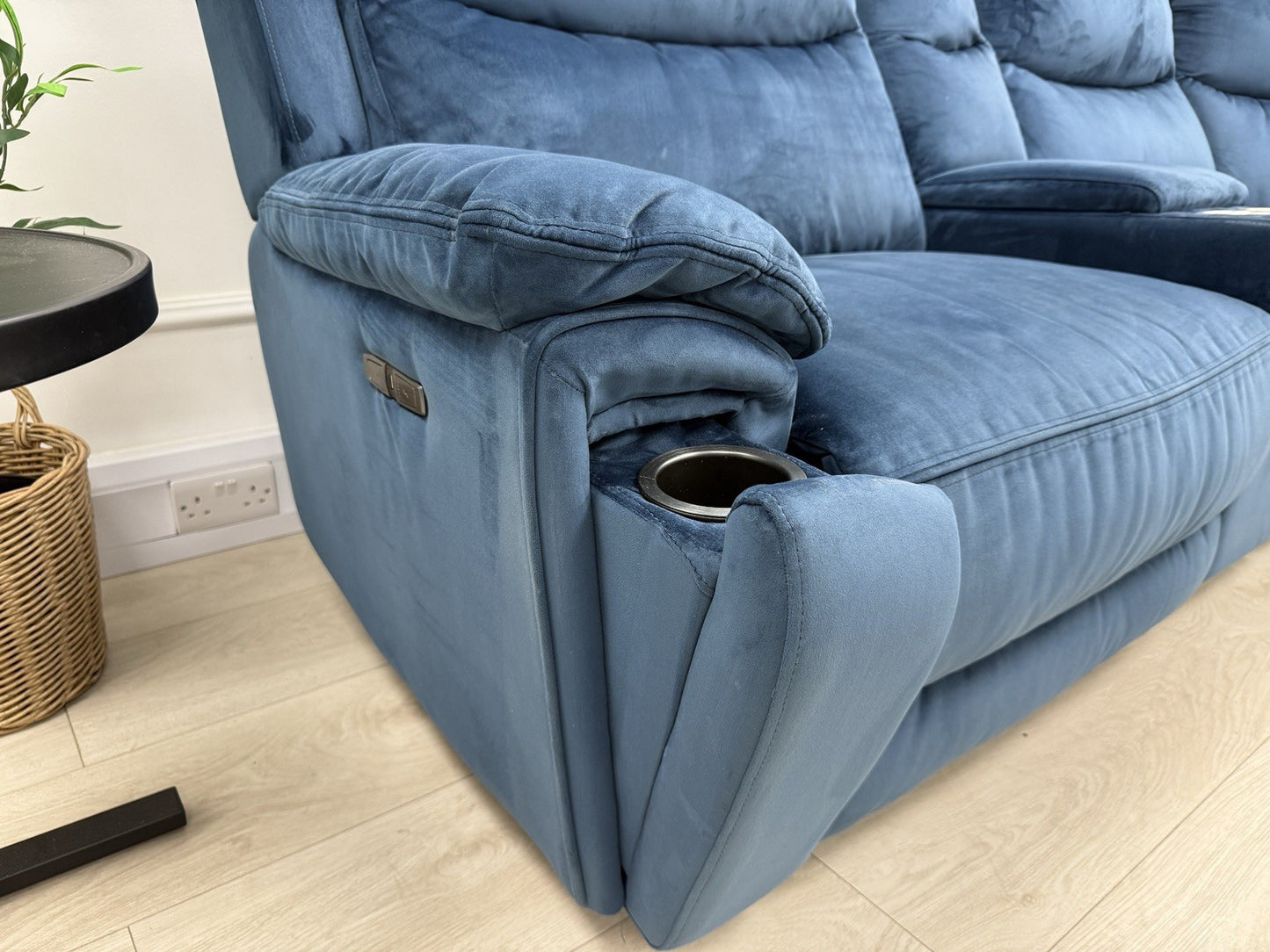 DFS Trek Velvet Corner Sofa In Blue