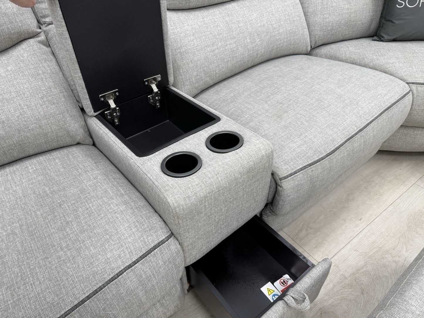 DFS Trek Storeaway Power Recliner Corner Sofa In Light Grey