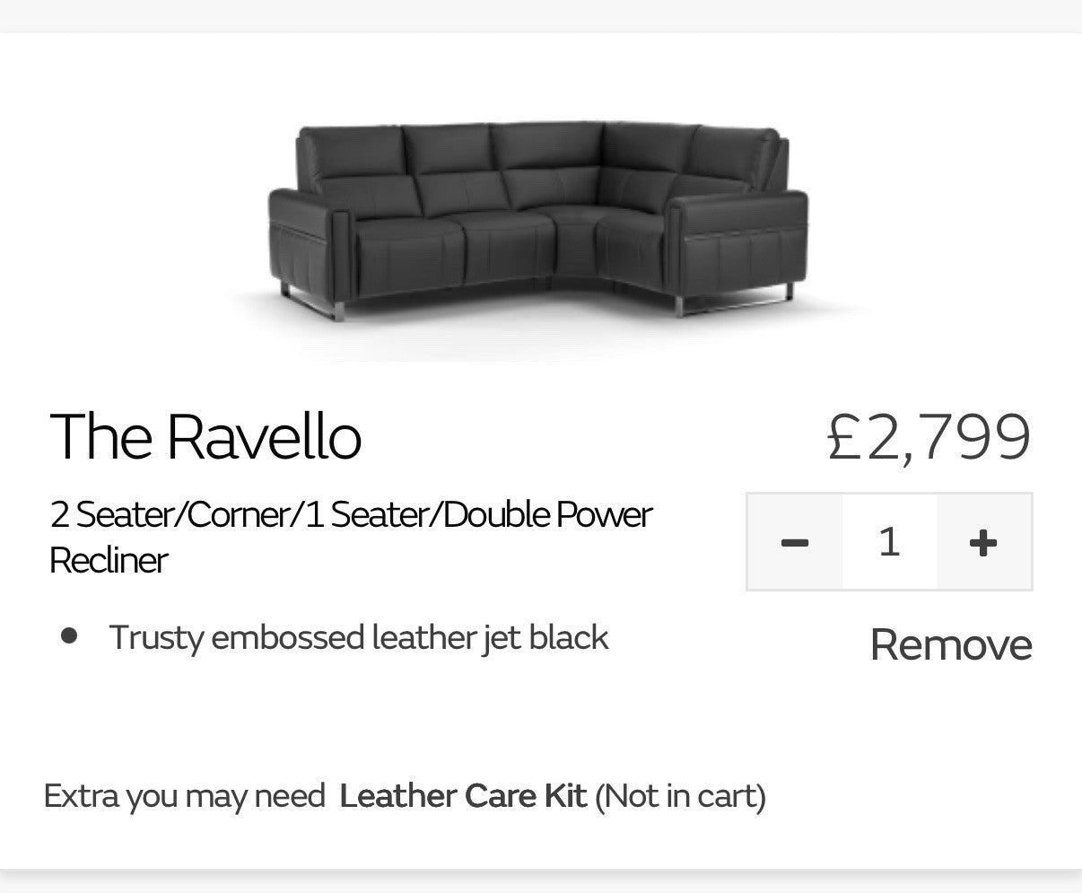 Sofology The Ravello Leather 1 Corner 2 Power Recliner In Jet Black