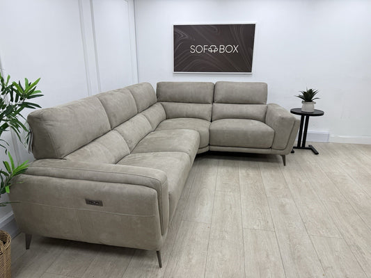 DFS San Mateo Power Recliner Corner Sofa In Arizona Stone Fabric