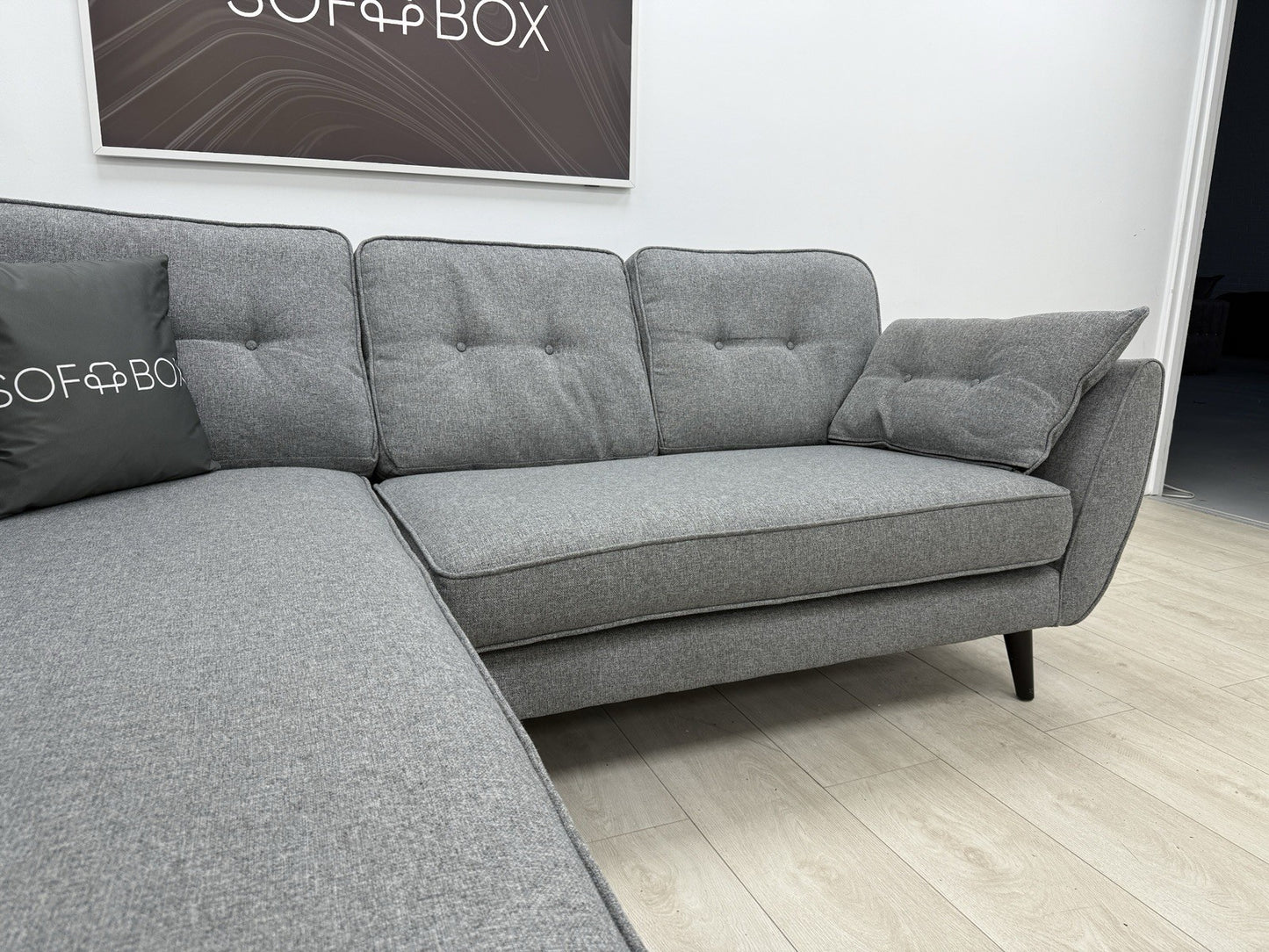 DFS Zinc French Connection Corner Sofa In Grey