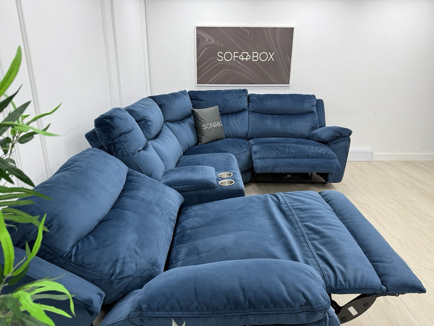 DFS Trek Velvet Corner Sofa In Blue