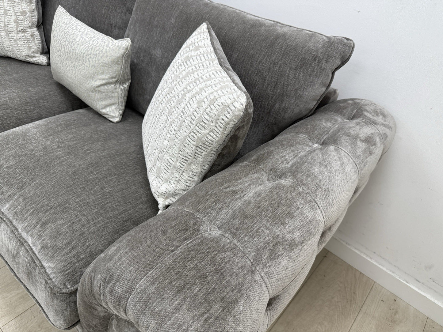 Sofology Highgrove 3 Seater Sofas Set In Grey Chenille Fabric