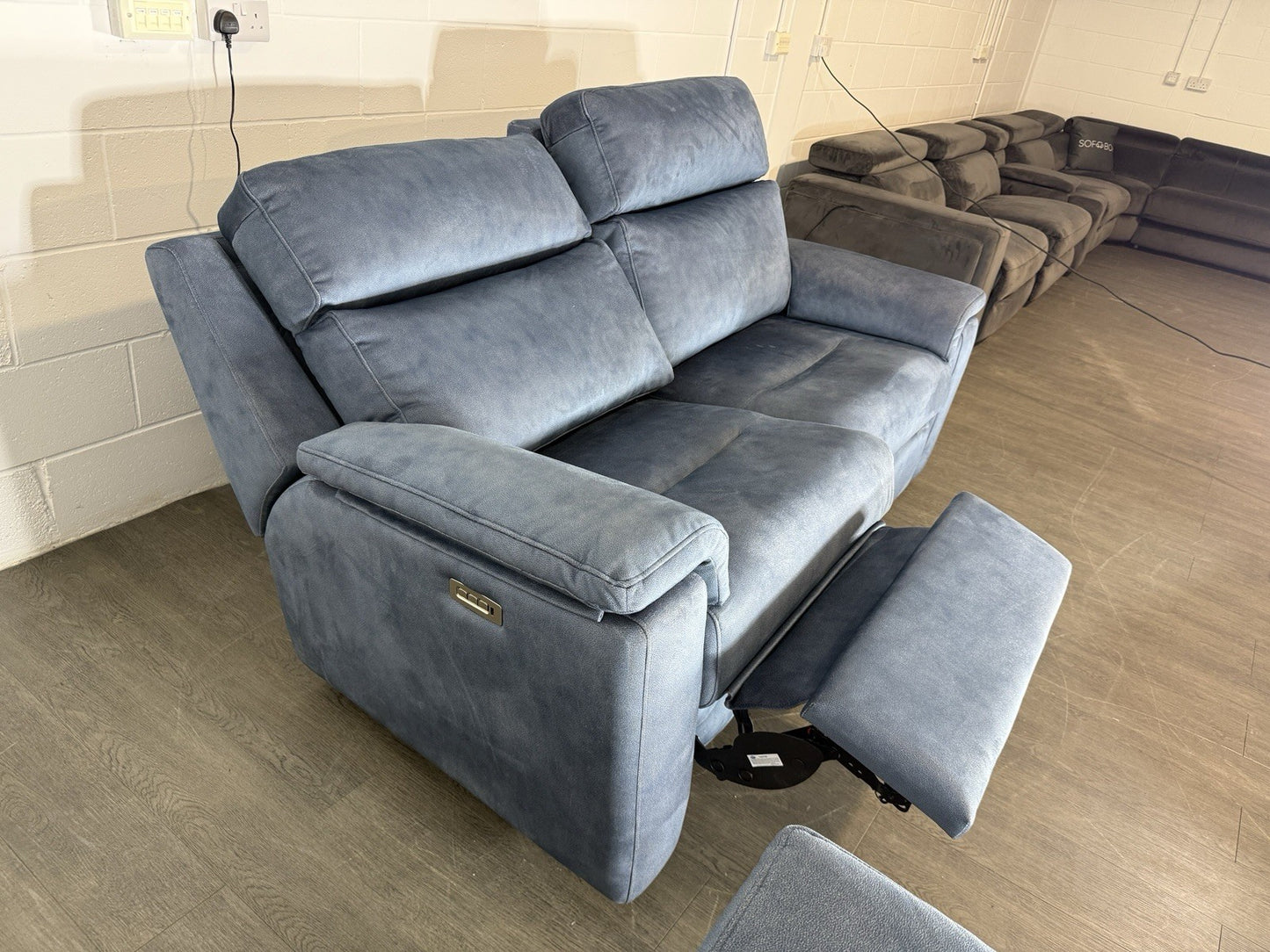 G Plan Thornbury 3 Seater & Chair Set With Power Recliner, Lumbar, Headrest Blue