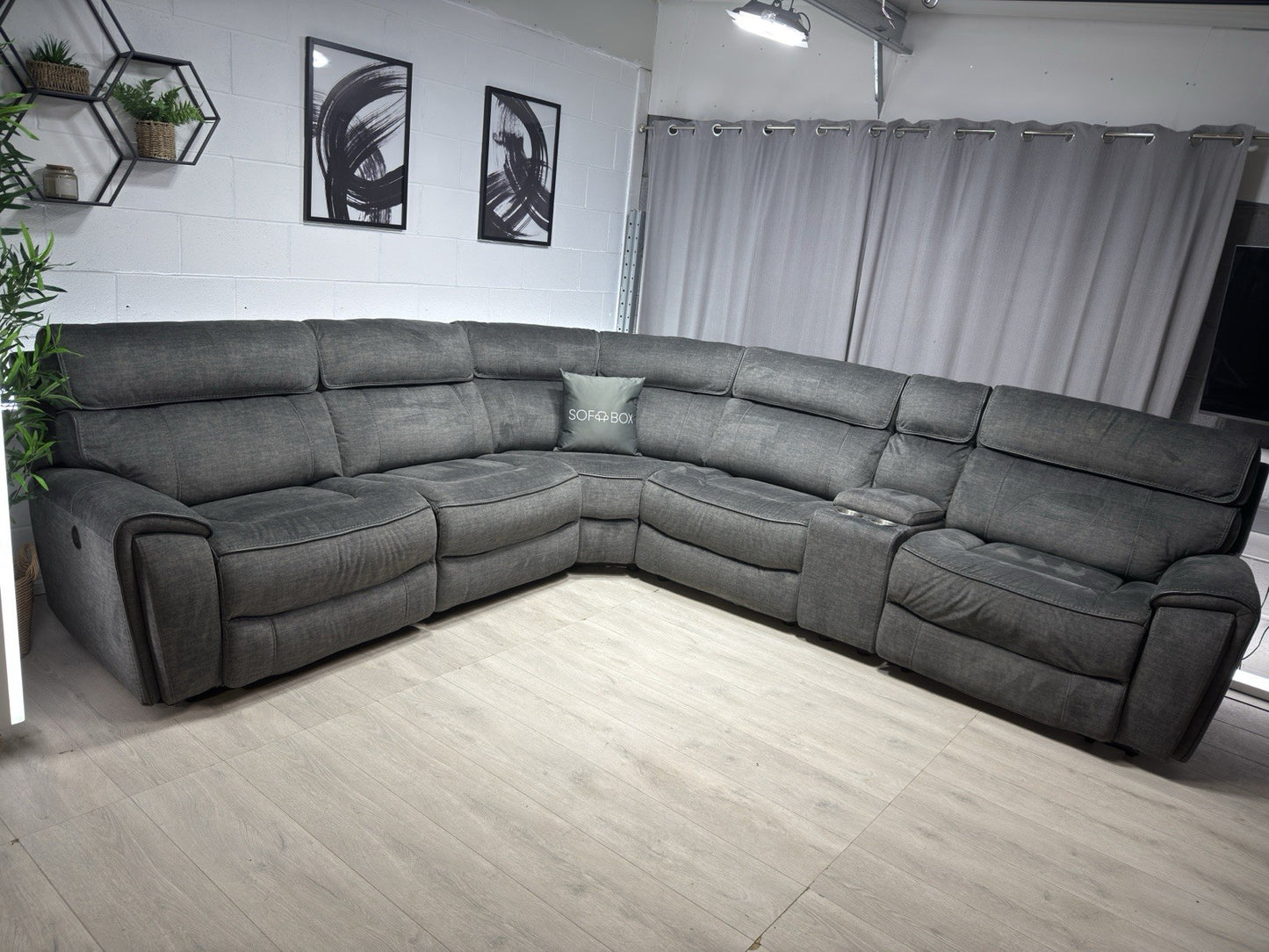 Harvey's Brooklyn Power Corner Recliner Sofa In Charcoal