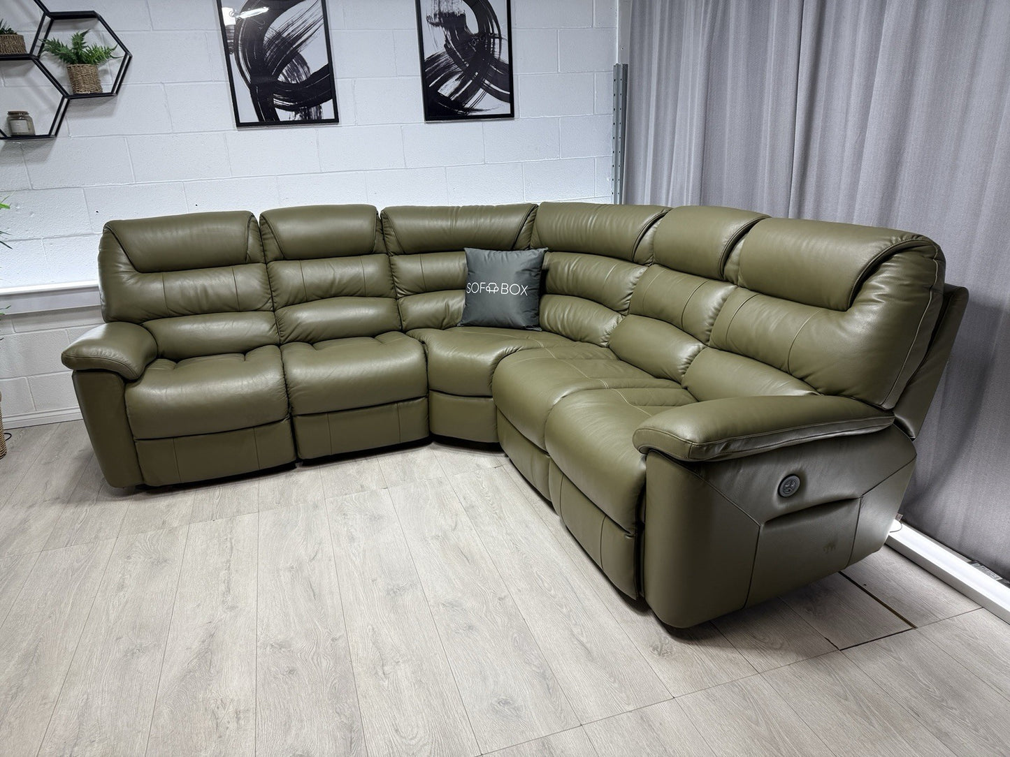 La-Z-Boy Staten Corner Power Recliner Sofa In Pine Green