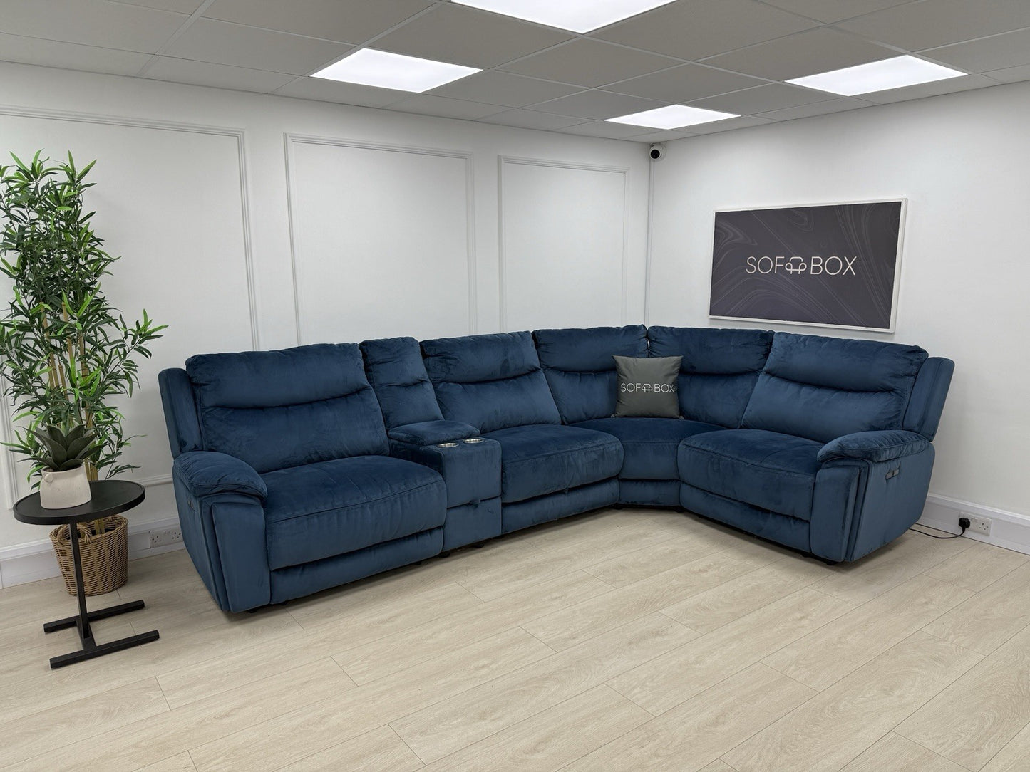 DFS Trek Velvet Corner Sofa In Blue