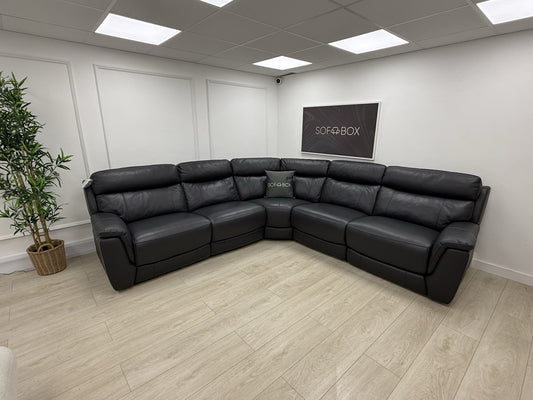 DFS Ronan Leather 4x Power Recliner Corner Sofa In Grey