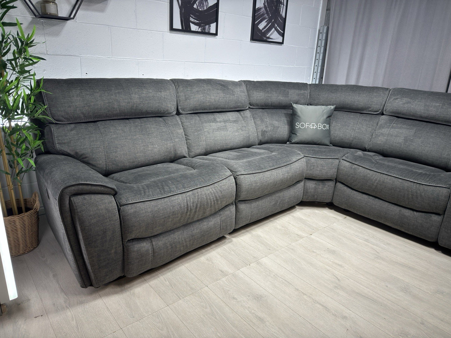 Harvey's Brooklyn Power Corner Recliner Sofa In Charcoal