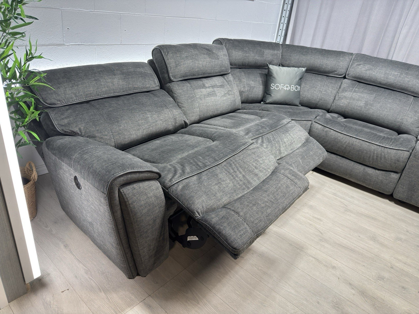Harvey's Brooklyn Power Corner Recliner Sofa In Charcoal