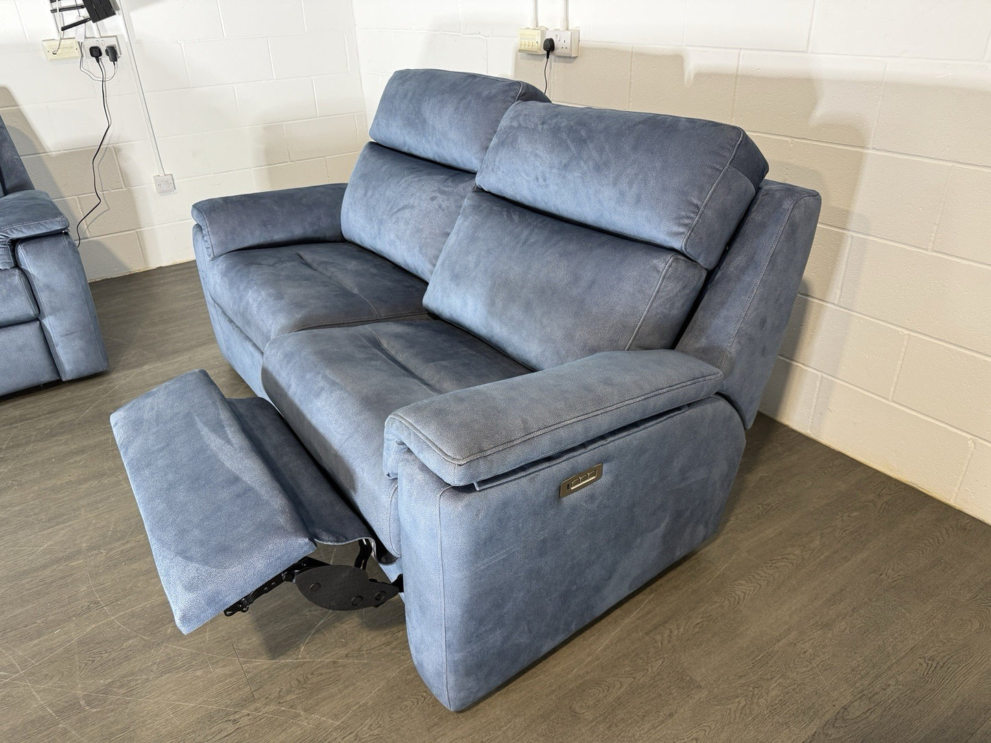 G Plan Thornbury 3 Seater & Chair Set With Power Recliner, Lumbar, Headrest Blue