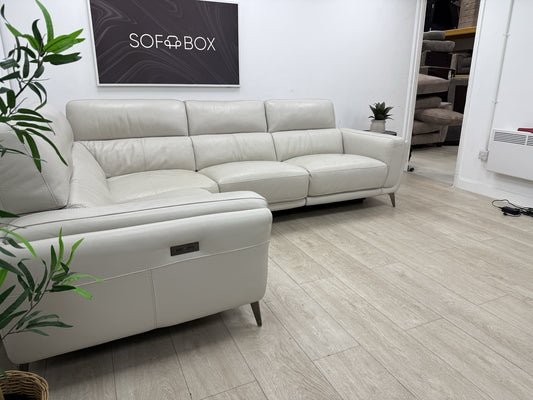 DFS San Antonio Power Recliner Corner Sofa In Fossil Leather