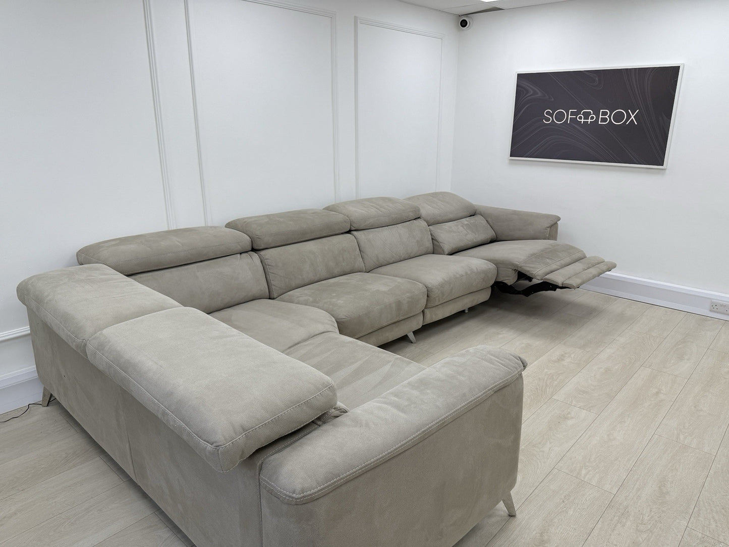 DFS Tahiti XL Power Recliner Corner Sofa In Stone