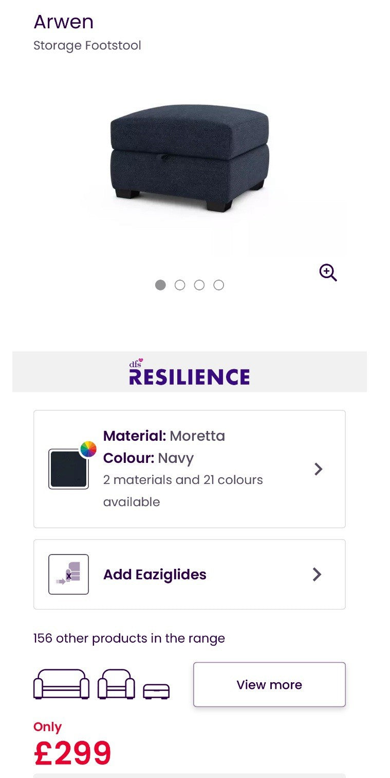 DFS Arwen Power Recliner Corner Sofa Right Hand Facing & Footstool Set In Navy