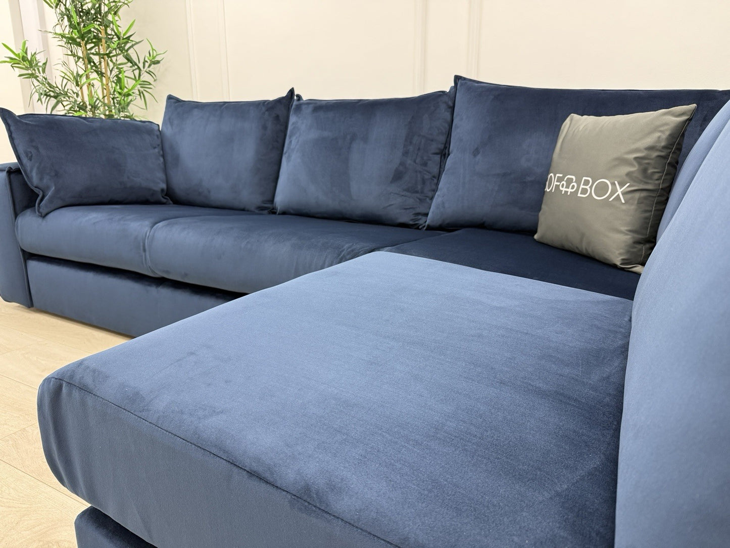 DFS Lovise Velvet Corner Sofa In Navy