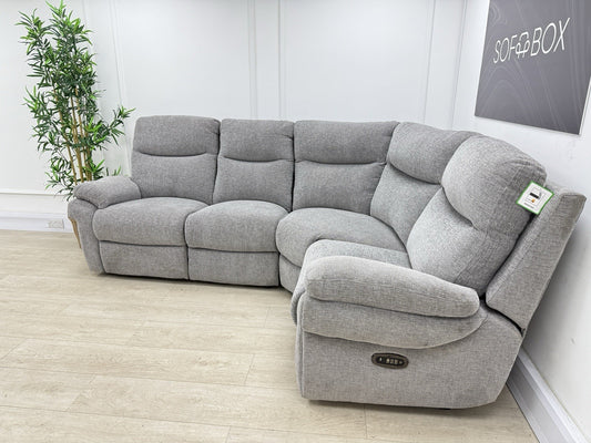 La-Z-Boy New Tamla Power Recliner/Lumbar/Headrest Corner Sofa In Silver Fabric