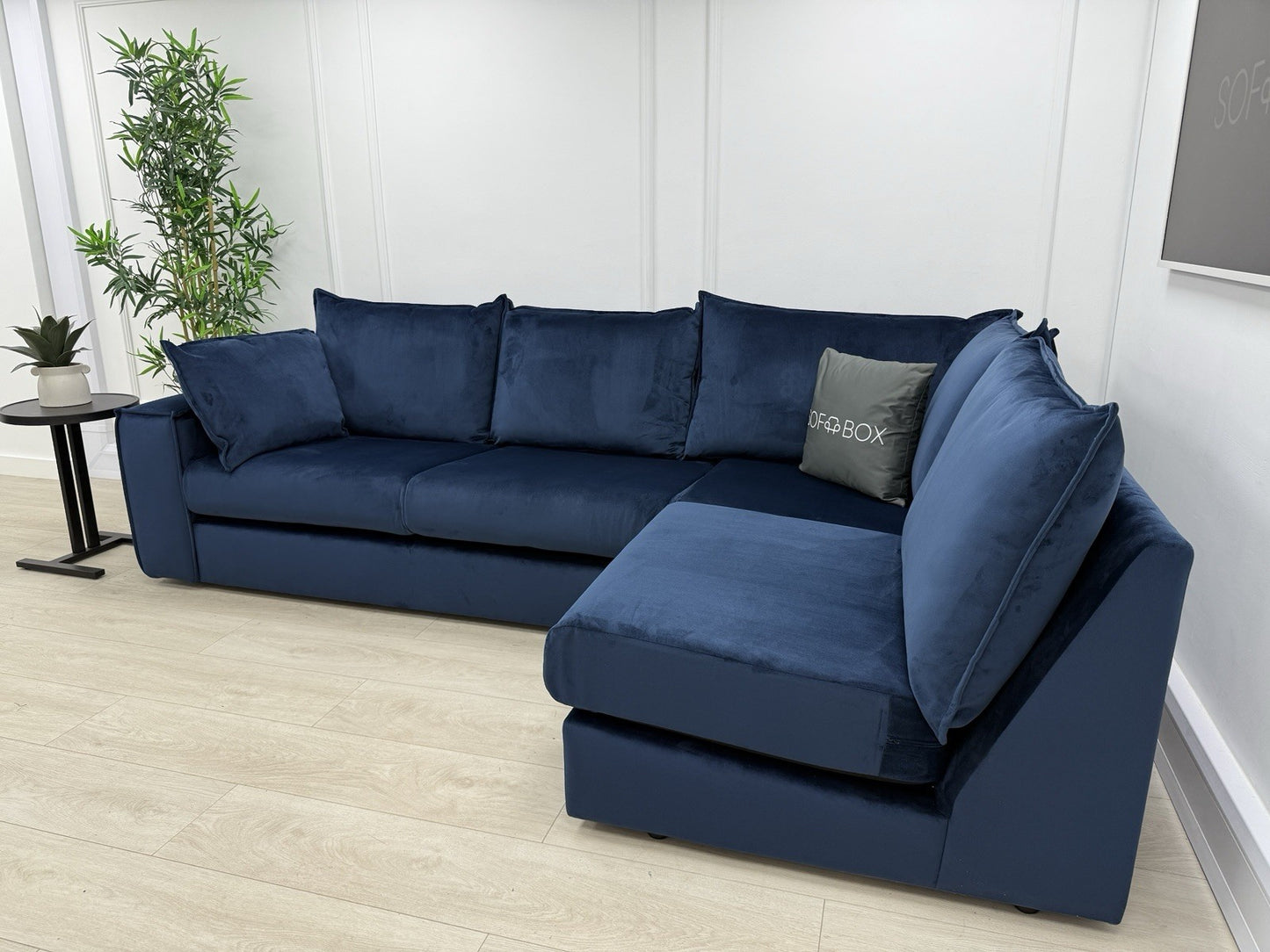 DFS Lovise Velvet Corner Sofa In Navy