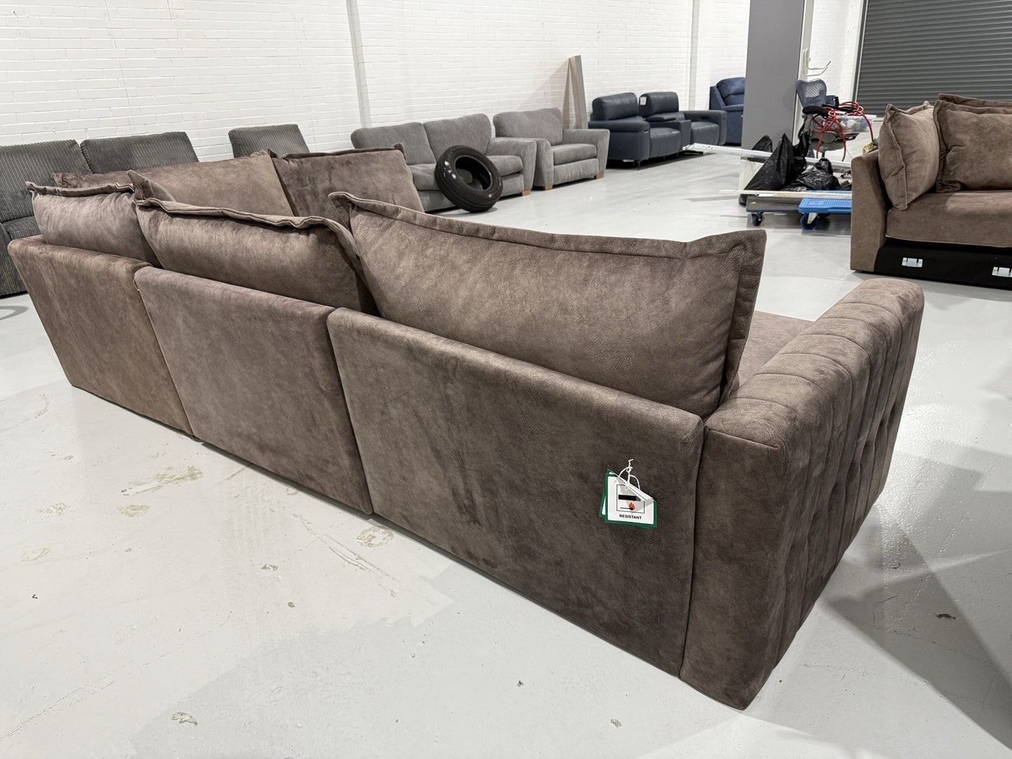 DFS Indulgence / Devine Style Large Corner Sofa In Chocolate Dapple Fabric