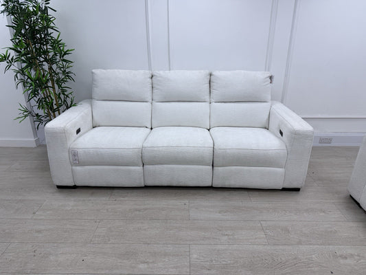 DFS Davis Power Recliner 3 & 2 Seater Sofa Set In Snow Fabric