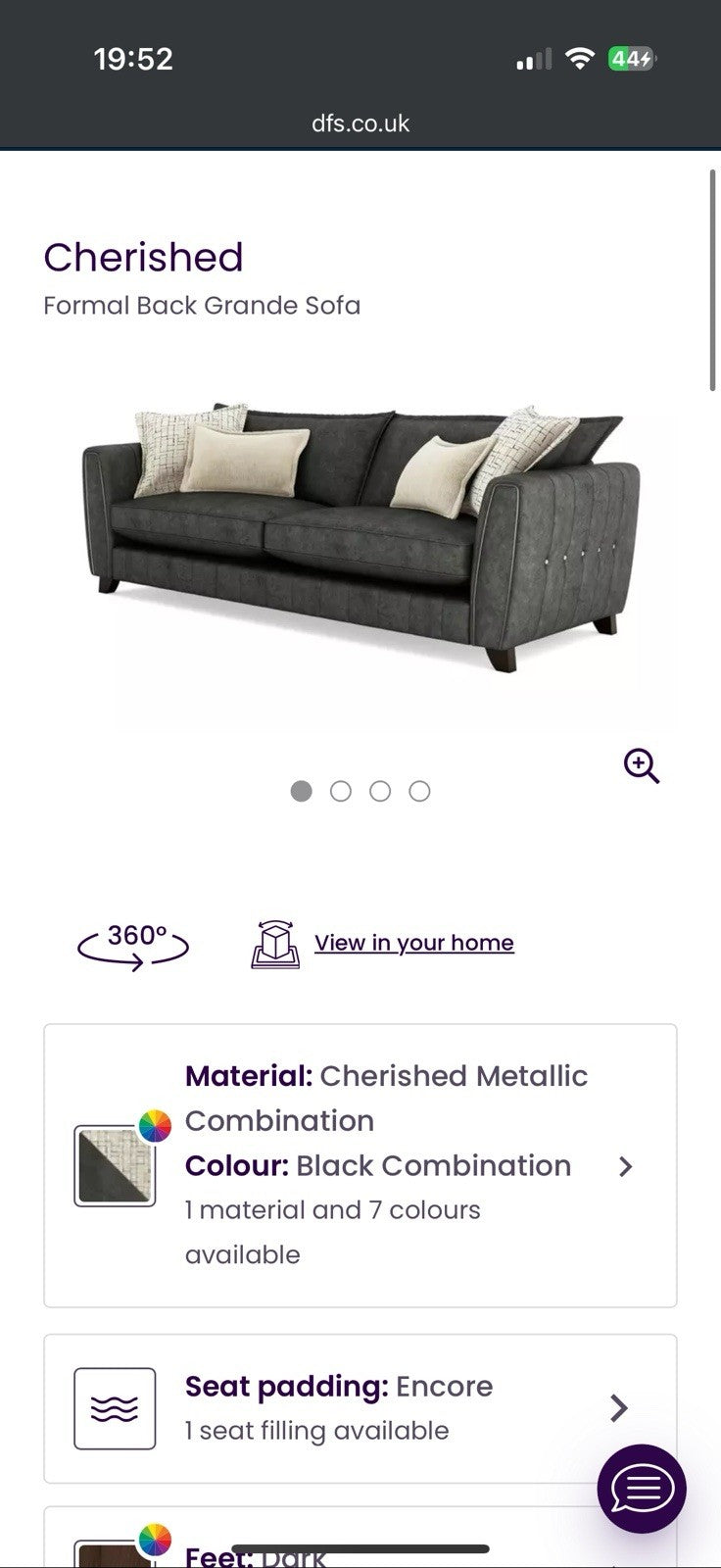 DFS Cherished XL Sofa In Black Combination