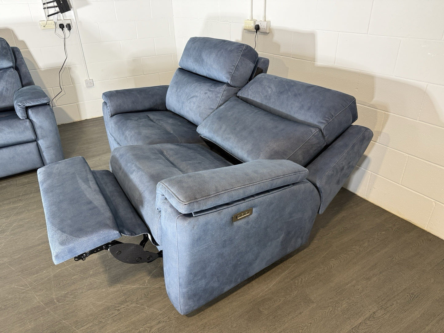 G Plan Thornbury 3 Seater & Chair Set With Power Recliner, Lumbar, Headrest Blue