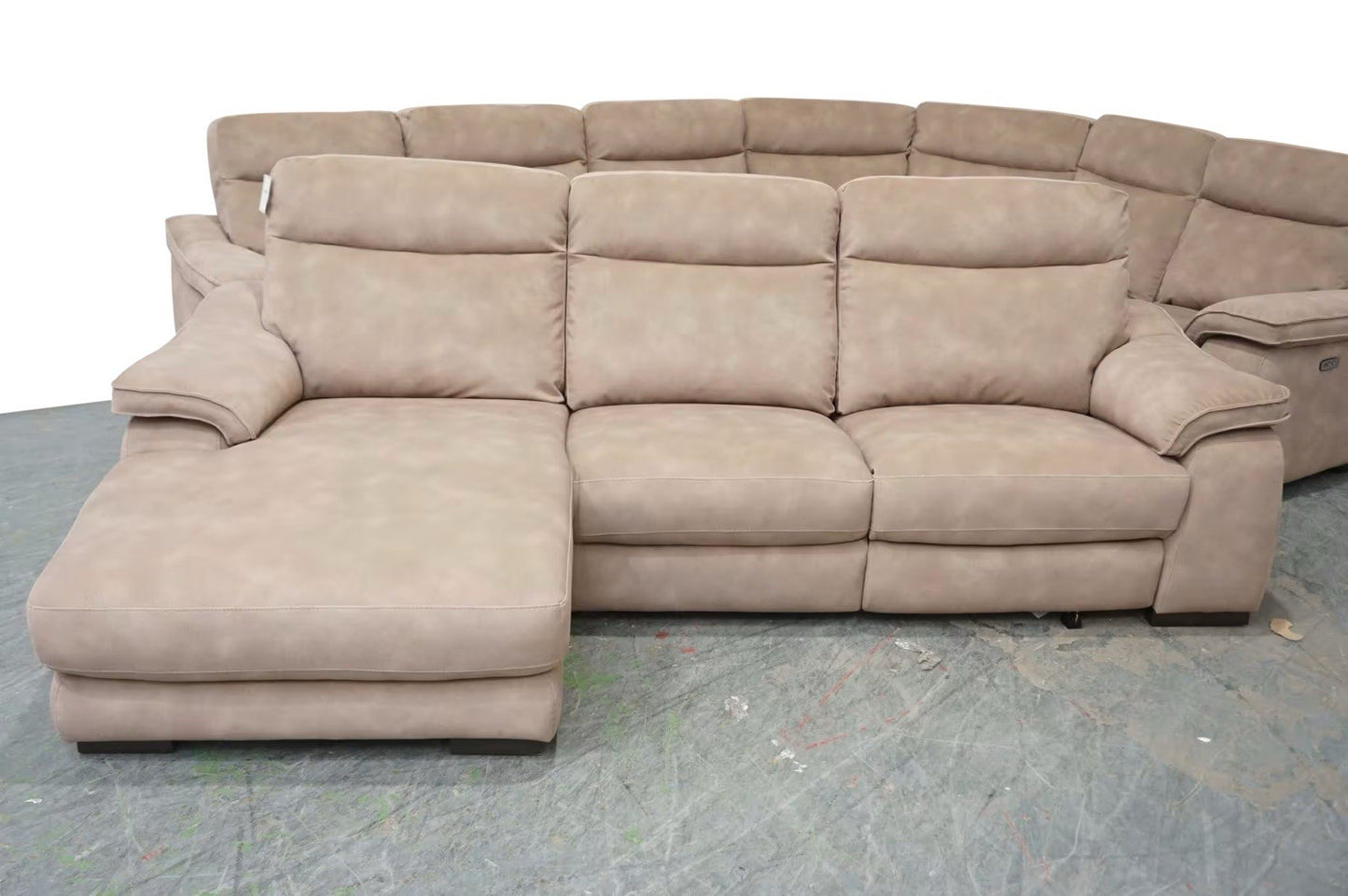 Fishpools Caruso 3 Seater Chaise Power Recliner Sofa In Sand Fabric