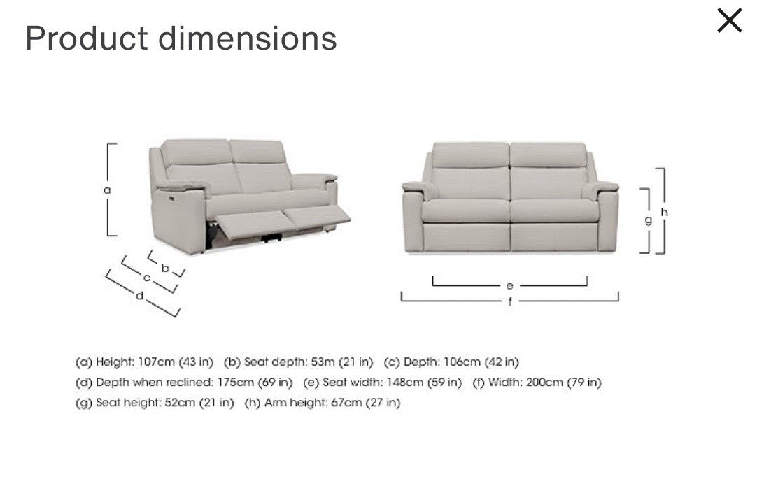 G Plan Thornbury 3 Seater Leather Power Recliner Sofa With Headrest & Lumbar