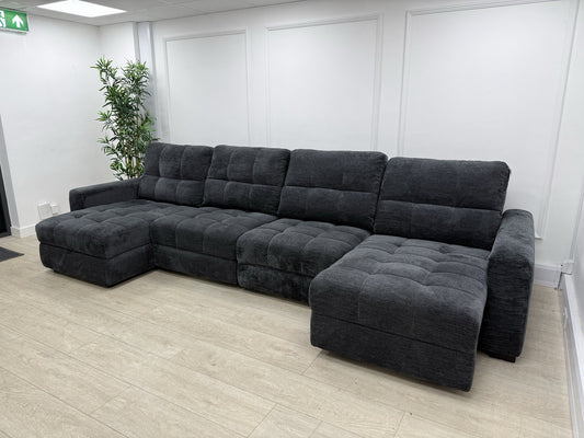 DFS Steller XL Power Chaise Recliner Sofa In Nuova Black Fabric