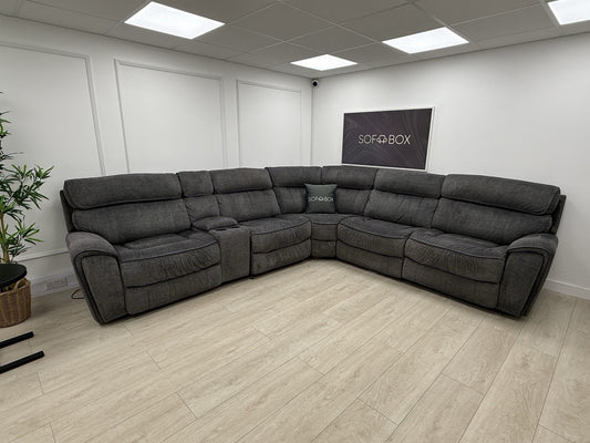 Harveys Brooklyn Power Recliner Corner Sofa In Charcoal Grey