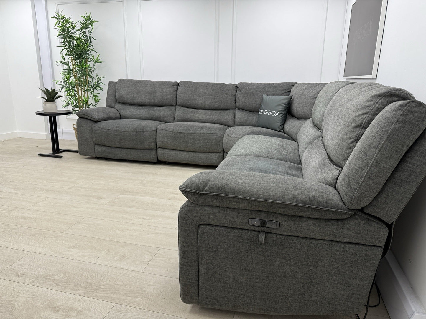 DFS Iverson Power Recliner Corner Sofa In Dark Grey