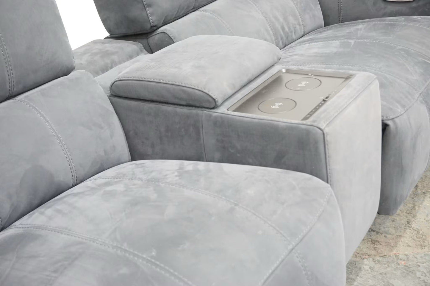 Furniture Village Homestage Fabric 3 Seater Power Recliner Sofa,Media/Headrests