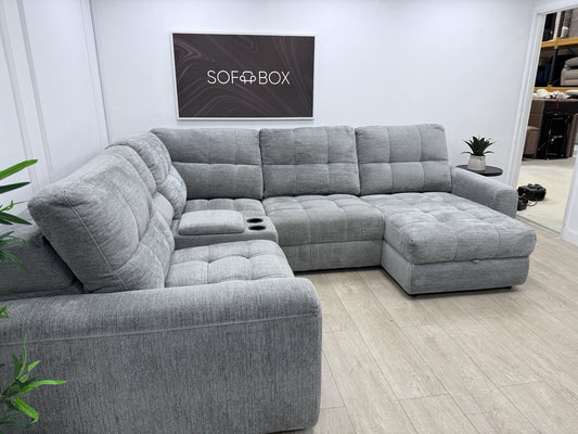 DFS Steller Power Recliner Corner Sofa In Mist Grey