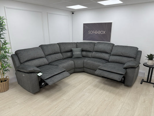 Oak Furnitureland Goodwood Power Recliner Corner Sofa In Plush Charcoal Fabric