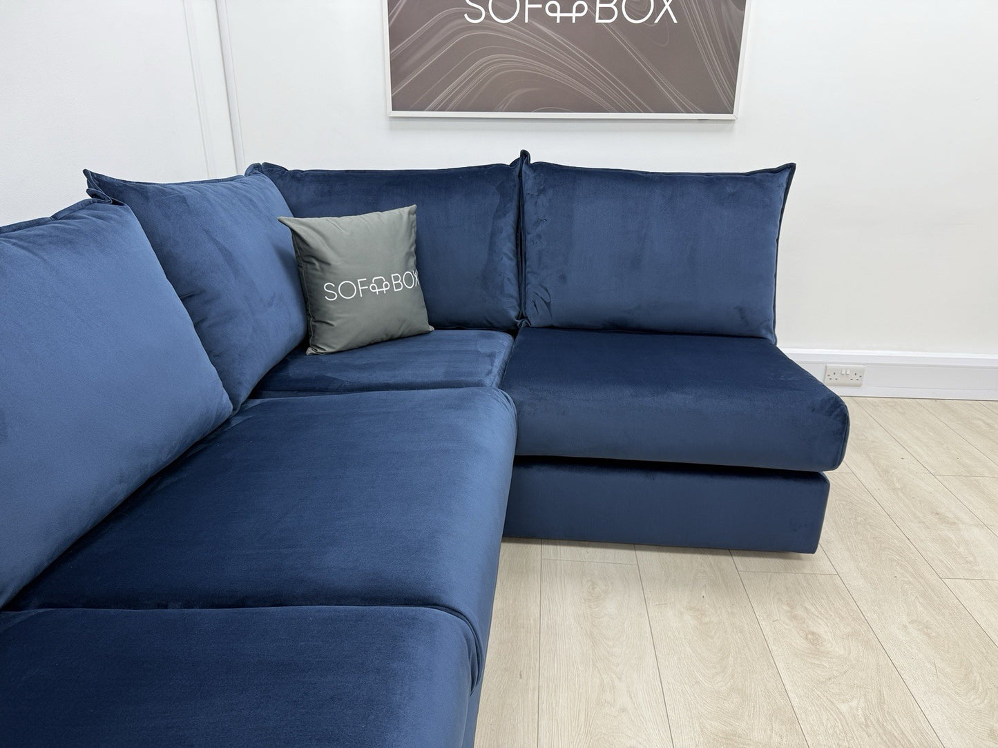 DFS Lovise Velvet Corner Sofa In Navy