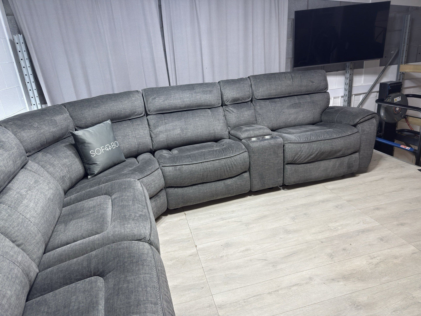 Harvey's Brooklyn Power Corner Recliner Sofa In Charcoal