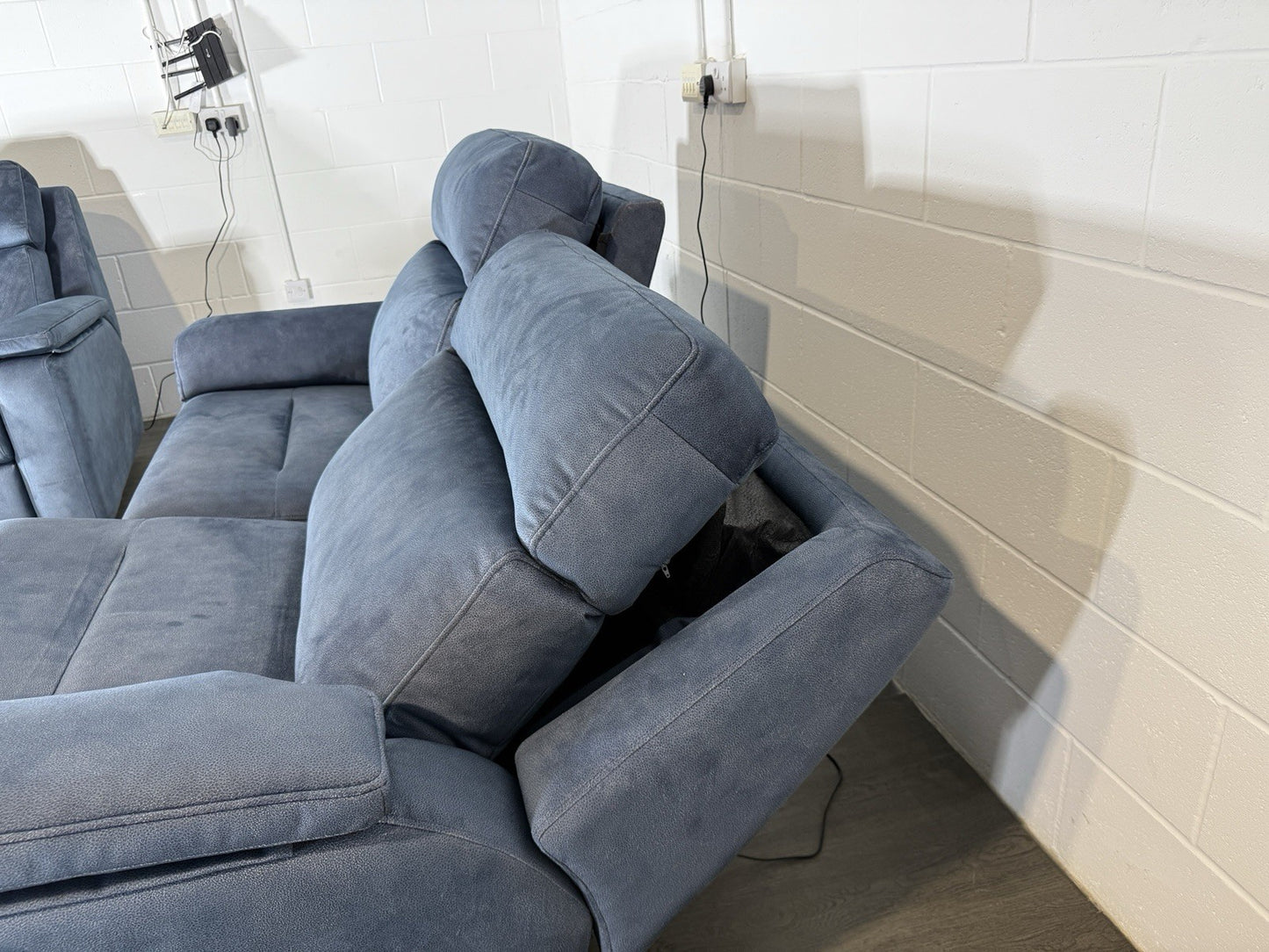 G Plan Thornbury 3 Seater & Chair Set With Power Recliner, Lumbar, Headrest Blue