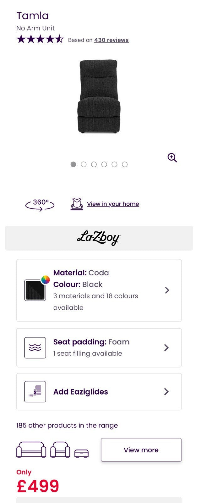 La-Z-Boy Tamla Power Plus Recliner Corner Sofa In Black