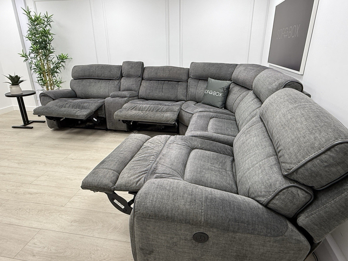 Harveys Brooklyn Power Recliner Corner Sofa In Charcoal Grey