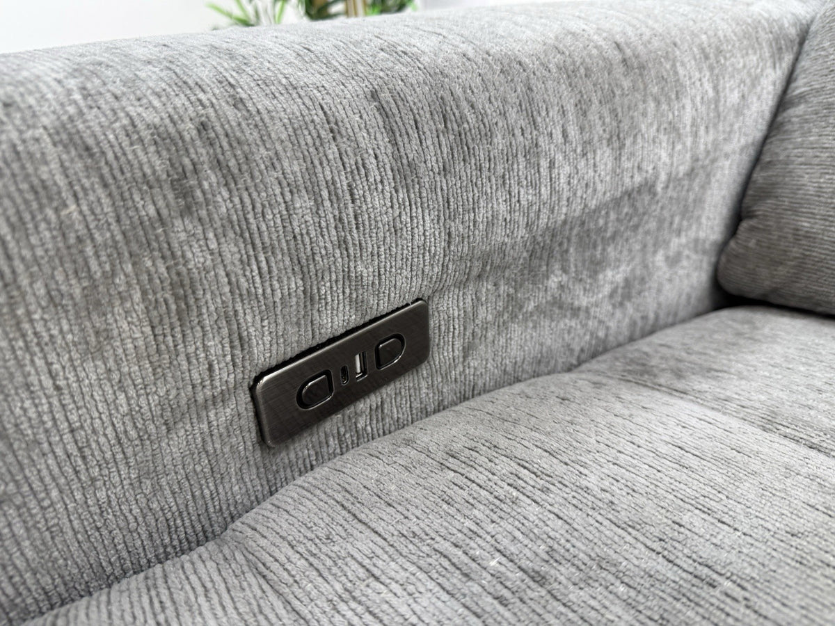 DFS Steller L Shape Power Slider Sofa In Mist Grey