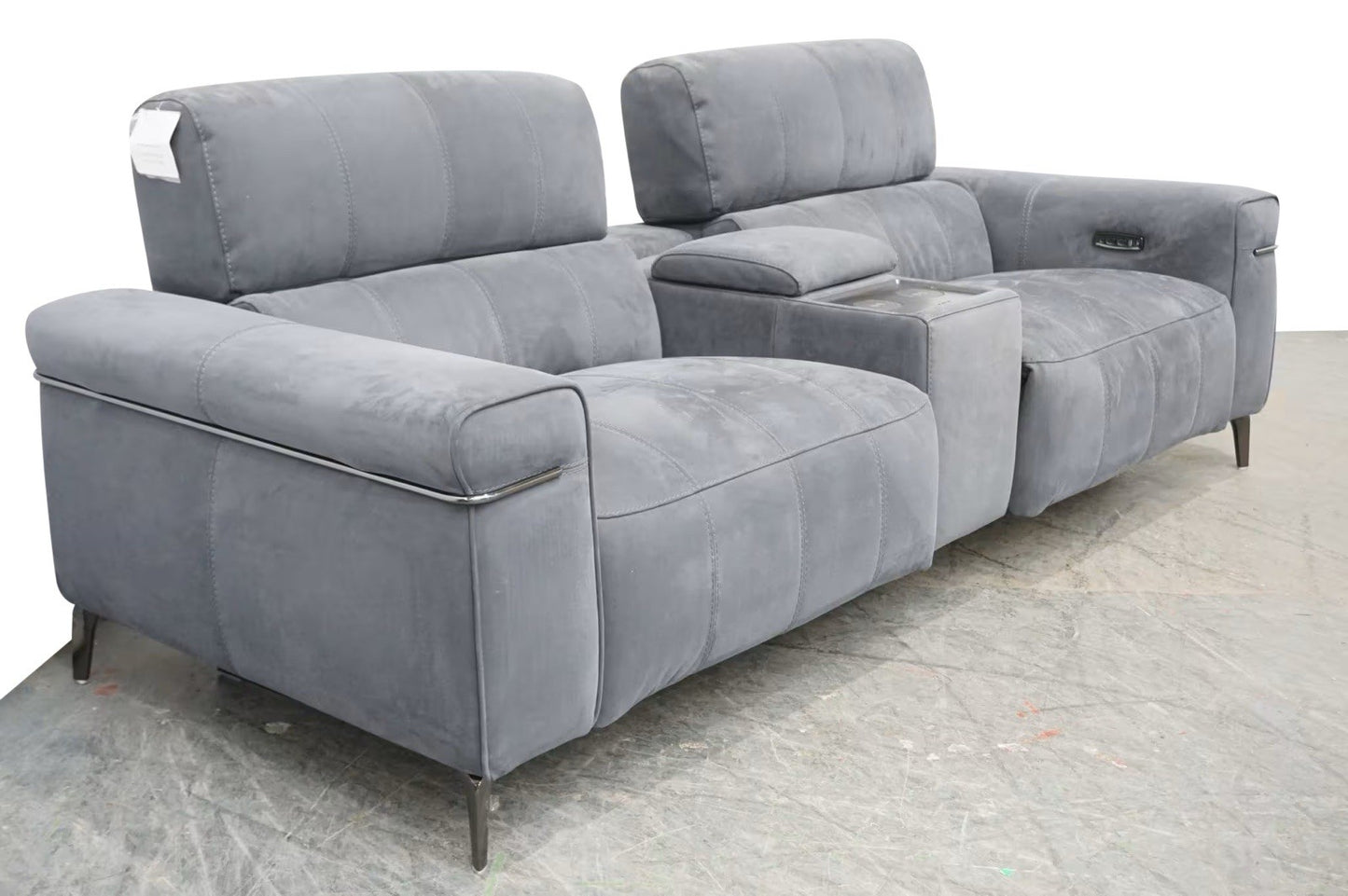 Furniture Village Homestage Fabric 3 Seater Power Recliner Sofa,Media/Headrests