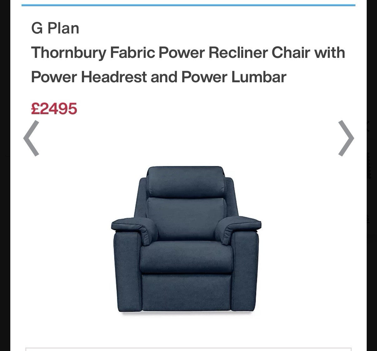G Plan Thornbury 3 Seater & Chair Set With Power Recliner, Lumbar, Headrest Blue